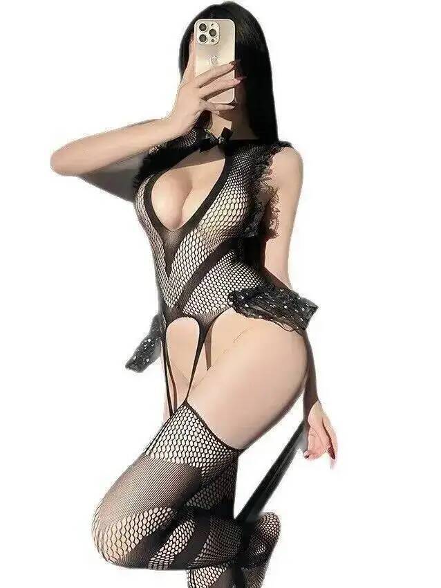 Fishnet Stocking Women - Bodystocking Sexy in Rete con Pizzo,