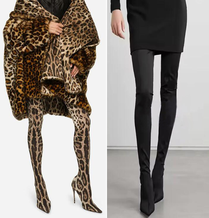 Knee High Sock Women - Calzini elasticizzati sopra il ginocchio leopardati