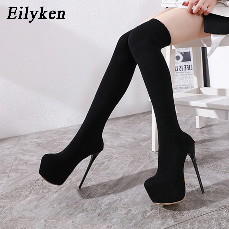Knee High Sock Women - Eilyken Moda Piattaforma Tessuto elasticizzato Stivali