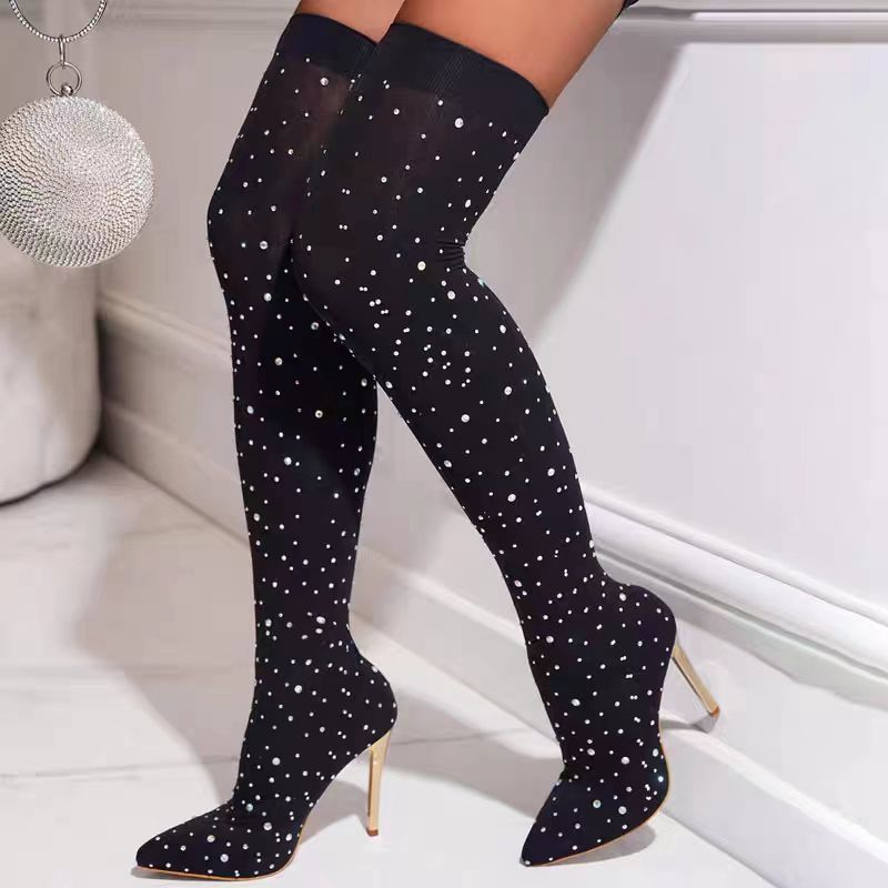 Knee High Sock Women - Stivali con calzino elasticizzato con gamba